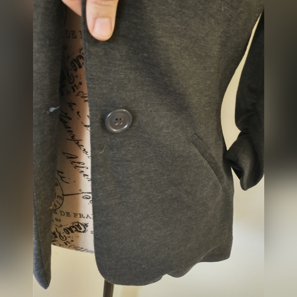 Ricki's Women Charcoal Grey Ruched 3/4 Sleeve Knit Blazer Jacket XS - Picture 3 of 7